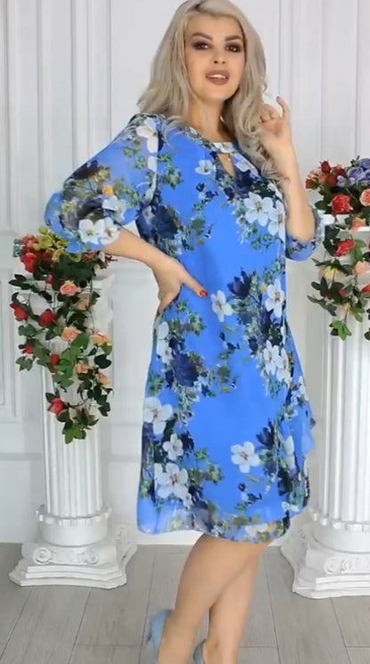 【Promoție de vară】💥【S-5XL】Rochie nouă din șifon cu imprimeu