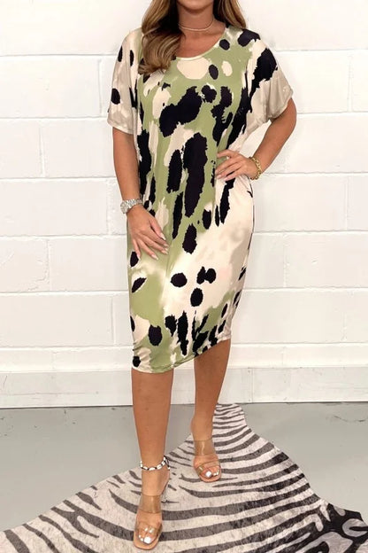 ✨👗Rochie nouă la modă cu imprimeu leopard, design clasic, elegantă și simplă.